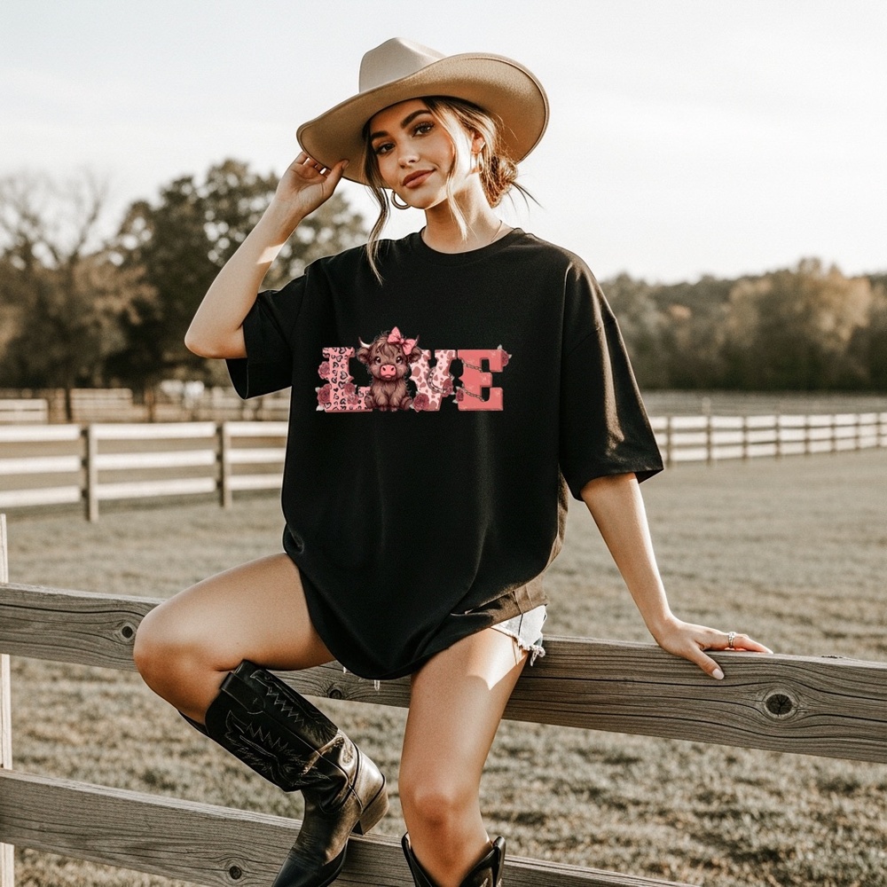 Love West Highland Cow Adorable: Valentine’s Day T-shirt black S M L XL new tee